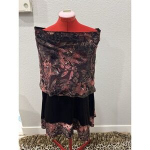 Designer‎ Today Velvet Burnout Floral Strapless Long Sleeve Midi Dress